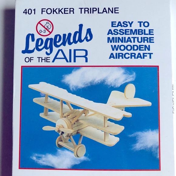 3/$15 NEW 3D Puzzle Miniature Wooden Aircraft Airplane Model 401 FOKKER TRIPLANE - Picture 3 of 16